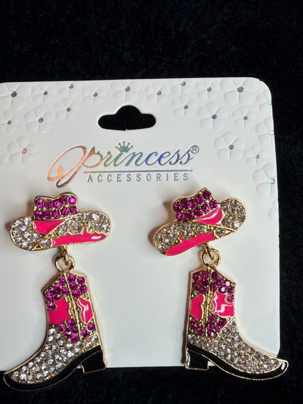 Western Pink Cowboy Hat & Boot Earrings